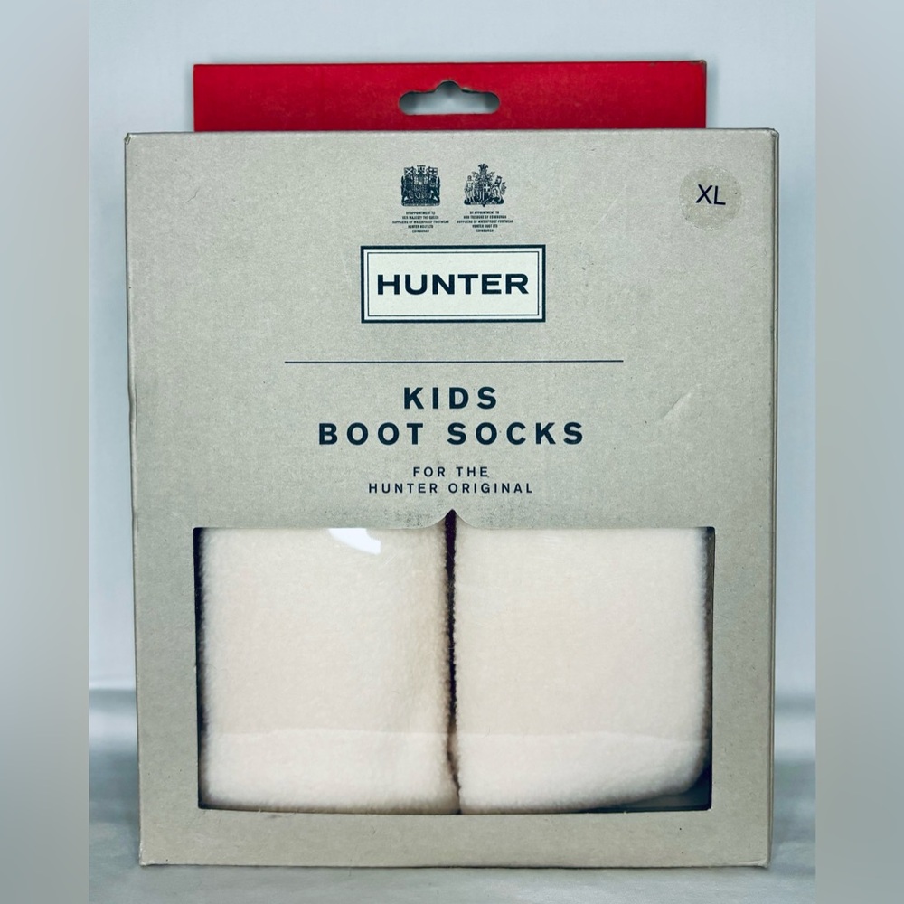 Hunter Boot Socks Cream KIDS Size XL (4-6) Brand New in Box Logo Preppy Cute